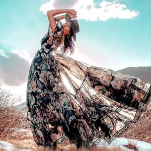 Selkie dress skull print maxi